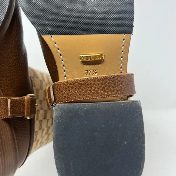 Gucci Lola GG Riding Boots Brown Knee High Supreme Block Heel EU 37.5 US 7.5 - Picture 9 of 9